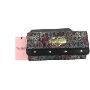 Juicy Couture Wallet Clutch Gray Logo Print New